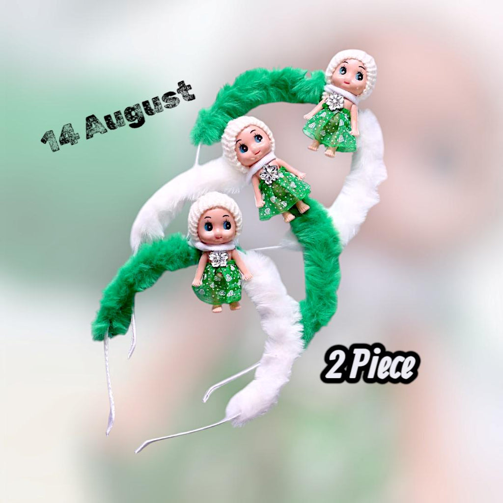 Green Printed Hair Bands for Girls Soft Headbands (Pack of 2)