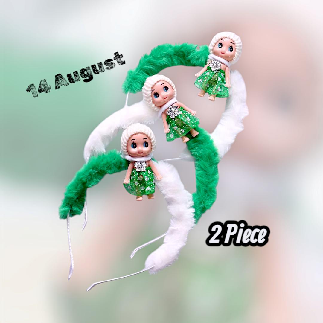 Green Printed Hair Bands for Girls Soft Headbands (Pack of 2)