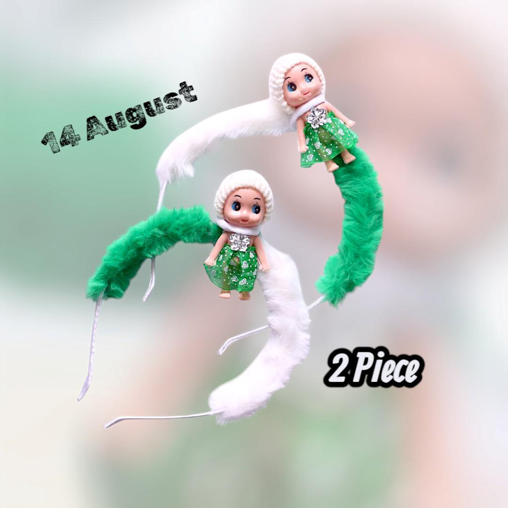 Green Printed Hair Bands for Girls Soft Headbands (Pack of 2)