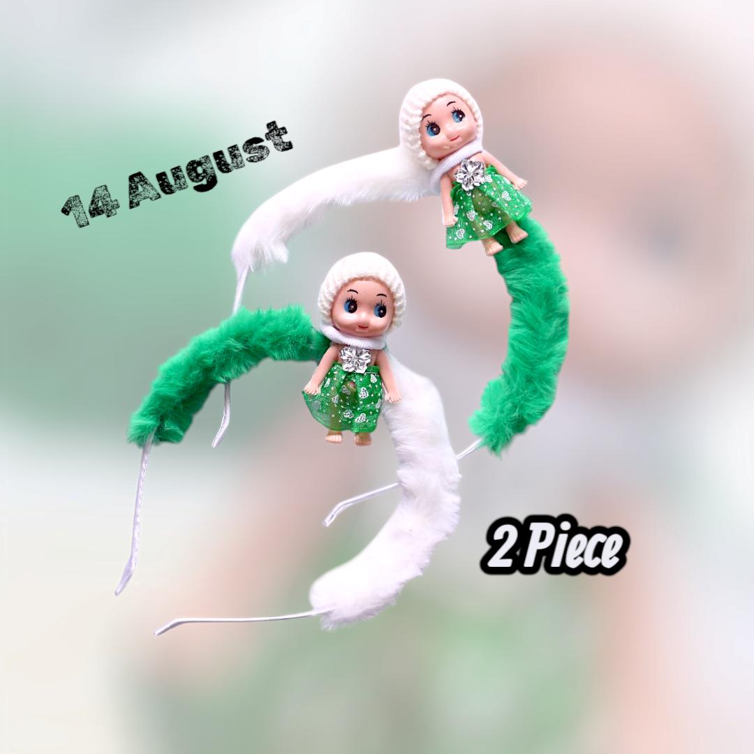 Green Printed Hair Bands for Girls Soft Headbands (Pack of 2)