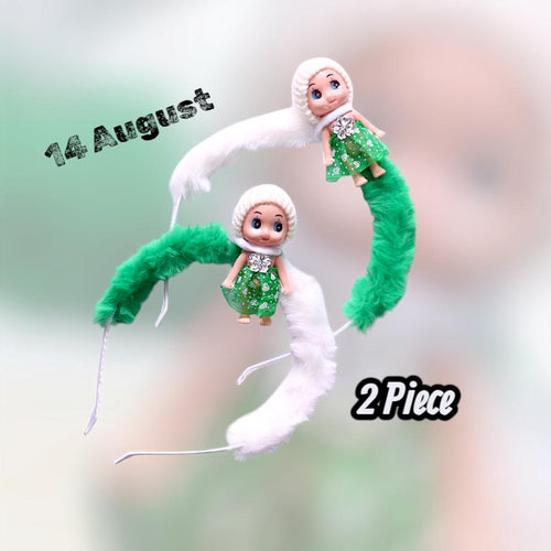 Green Printed Hair Bands for Girls Soft Headbands (Pack of 2)