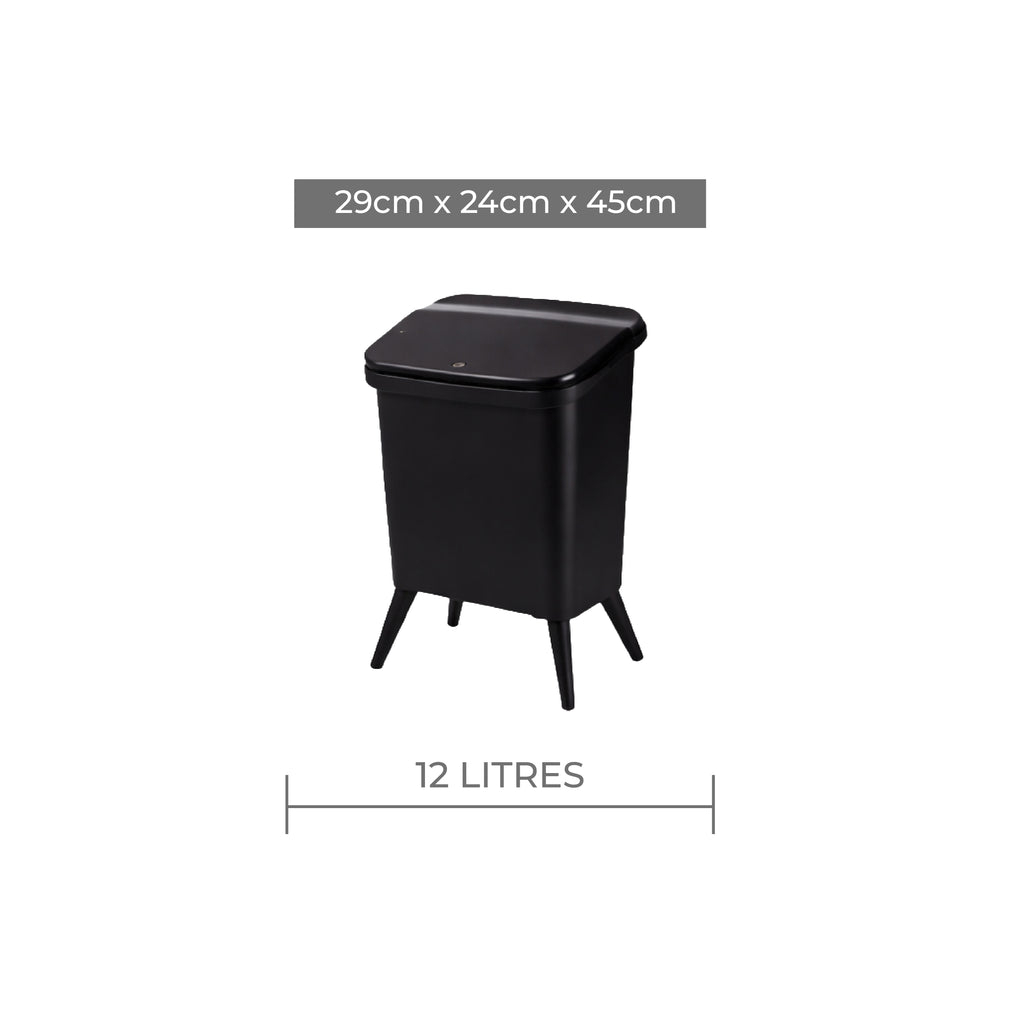Royal Wooden Trash Bin with Lid – 12L Black