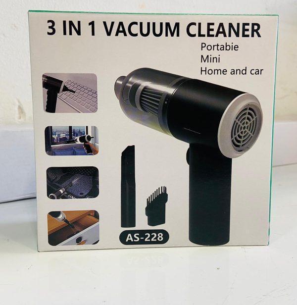 Portable 3-in-1 Car Vacuum Cleaner Wireless Handheld Vacuum, Air Blower & Inflator (Black ABS)