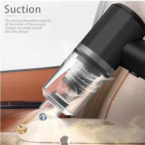 Portable 3-in-1 Car Vacuum Cleaner Wireless Handheld Vacuum, Air Blower & Inflator (Black ABS)