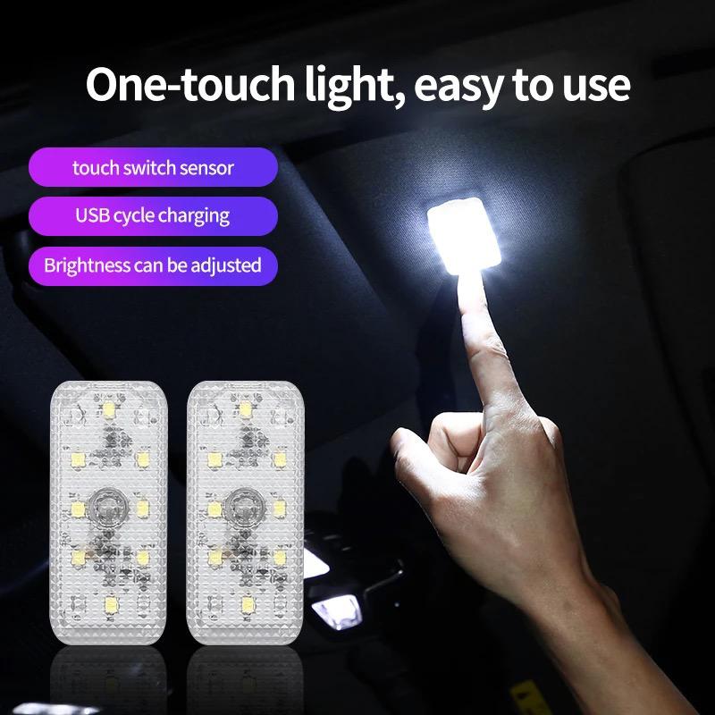 Car LED Interior Lights  USB Rechargeable Magnetic Ambient Light with 7 Color Modes (Random Color)