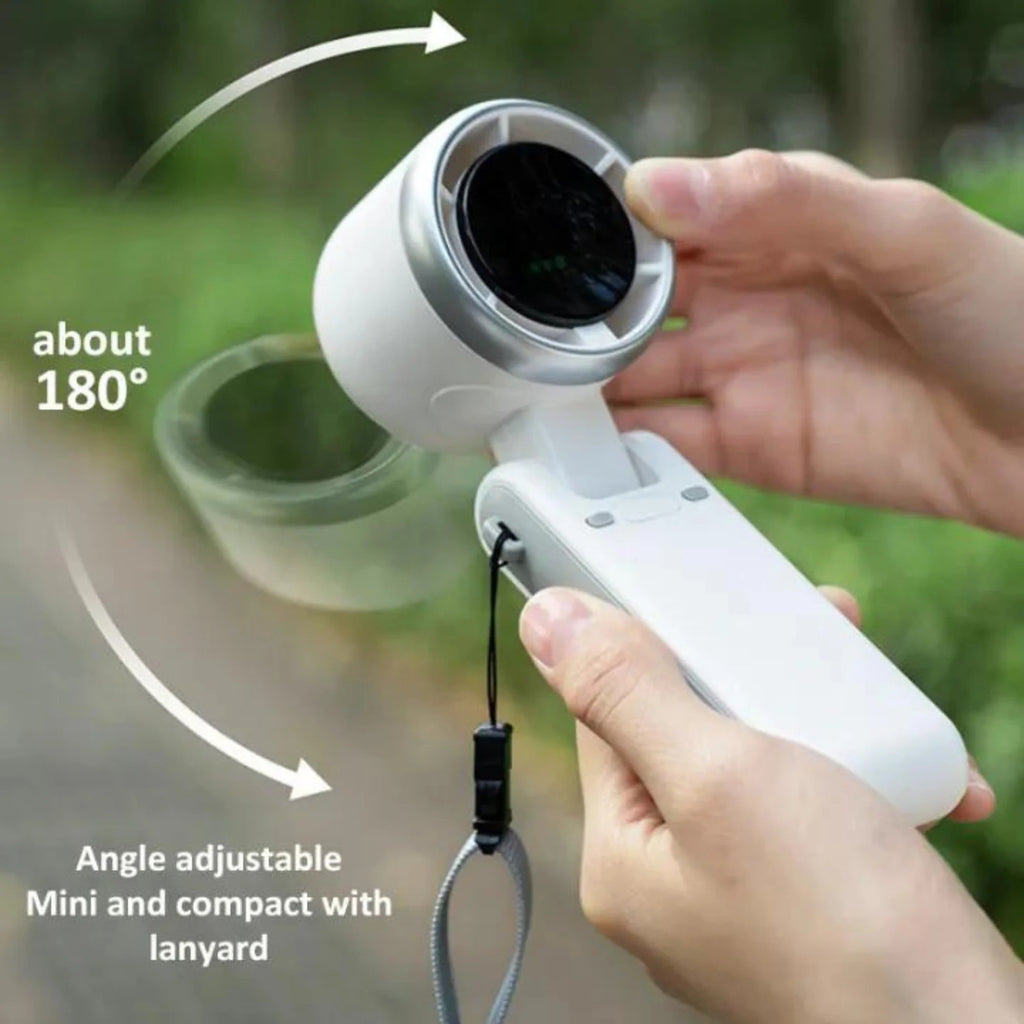 Handheld Folding Turbo Fan Portable Rechargeable Mini Fan with 5-Speed Adjustable Cooling