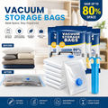 Vacuum Storage Bags with Hand Pump Reusable Compression Organizer Bags for Clothing, Blankets & Food Storage.