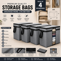 Pack of 4 Premium Quality Non-Woven Storage Bags Foldable Clothes Organizer (19 × 19 × 11 Inches) – Gray & Black