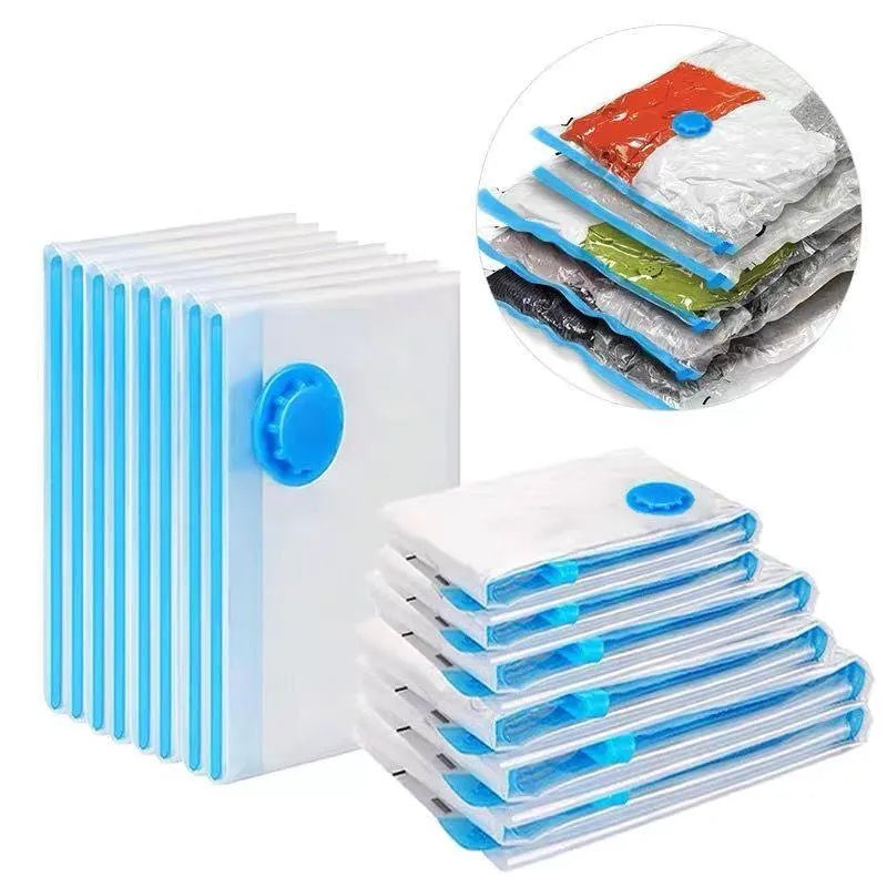 Vacuum Storage Bags with Hand Pump Reusable Compression Organizer Bags for Clothing, Blankets & Food Storage.