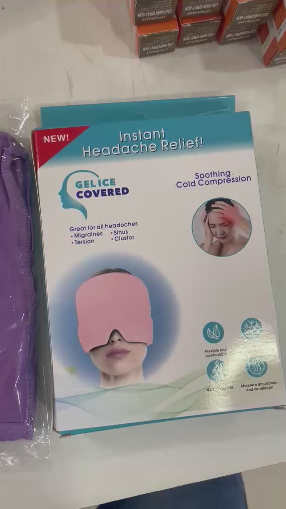 Migraine Relief Gel Cap Reusable Hot & Cold Therapy Headache Relief Hat with Storage Box (Random Color)