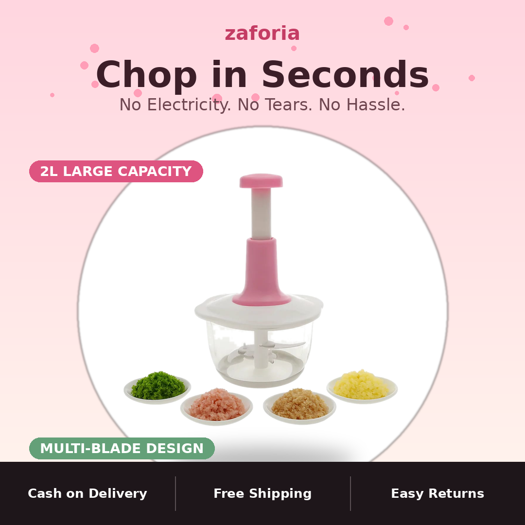 2L Multi-Function Hand-Push Chopper - Large Capacity Manual Food Processor For Efficient Chopping, Mixing, And Preparation In The Kitchen (Random Color)